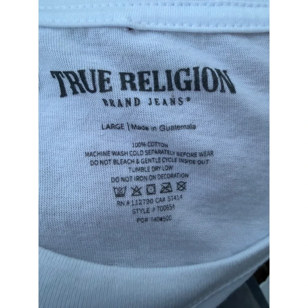 True Religion Mens Big HS Buddha SS Tee Optic White Graphic T-Shirt 700654 L